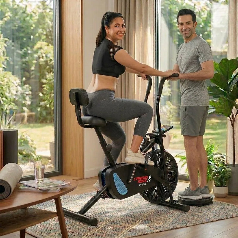 Exercise Cycle with Twister and Backrest Support Air bike for Home Gym - Max User Weight 110KG - Easy Installation - JSB HF175BT-1