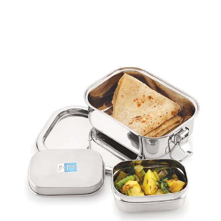 JVL RECTANGULAR LEAK PROOF LUNCH BOX WITH STEEL CONTAINER
