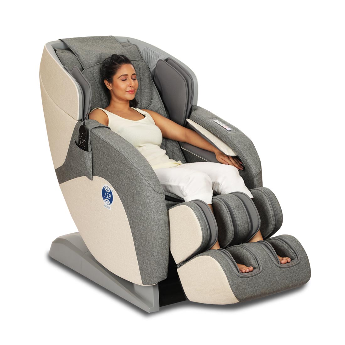 JSB MZ14 Full Body Recliner Massage Chair For Home 3D Zero Gravity (Beige)-1
