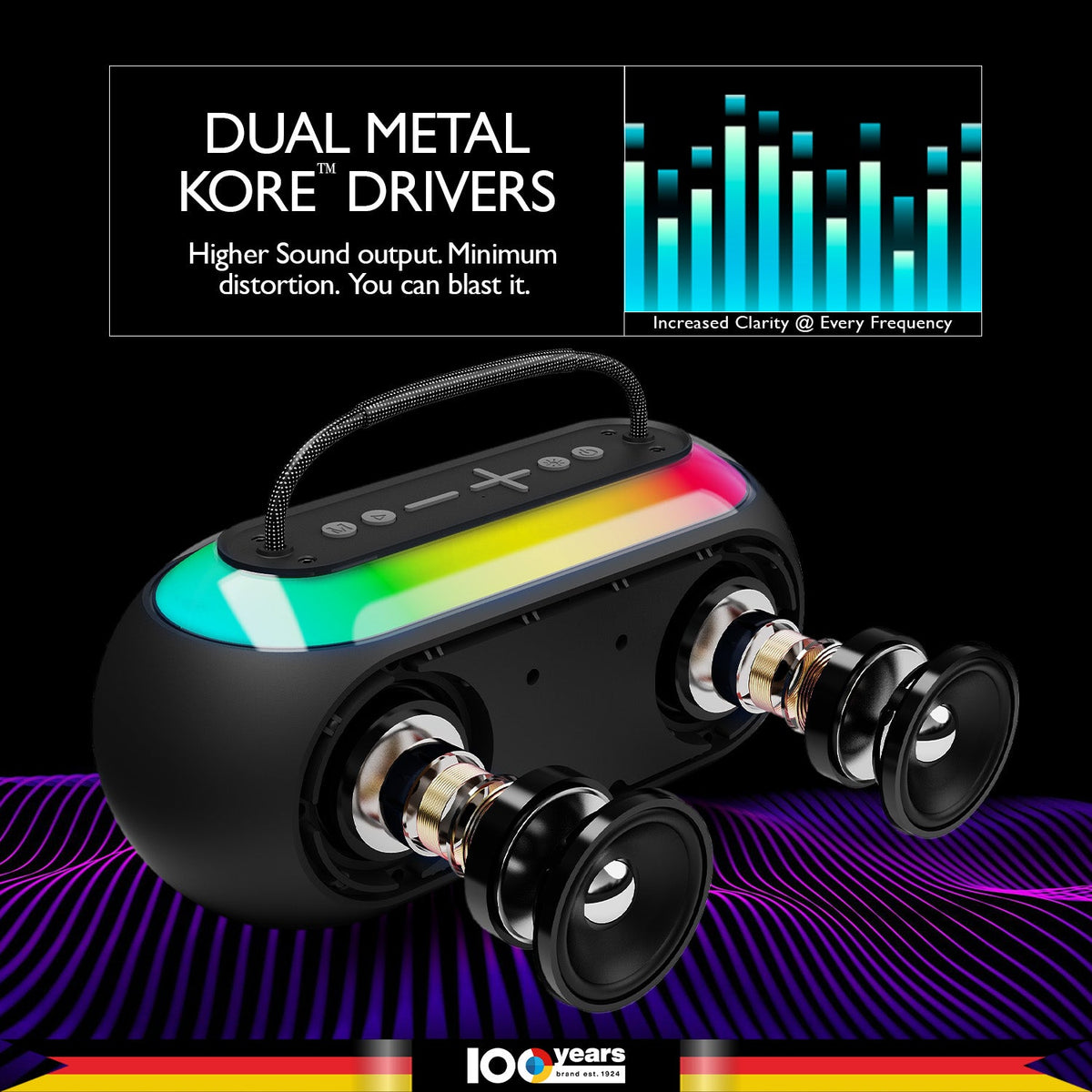 Atomik Kolors Boombox Portable Party Speaker (Black)