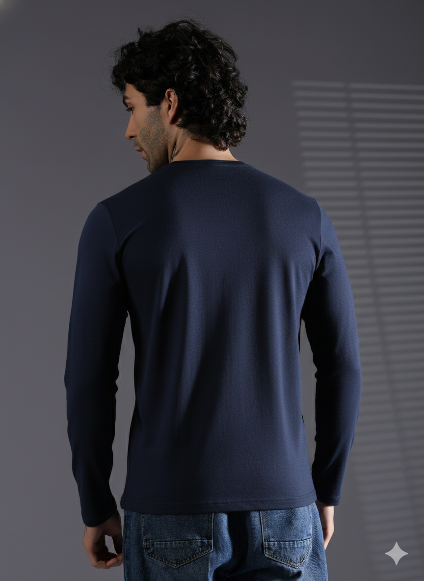 Naturefab Men's Organic Bamboo Full sleeve Terry Tshirt Mood Indigo-2