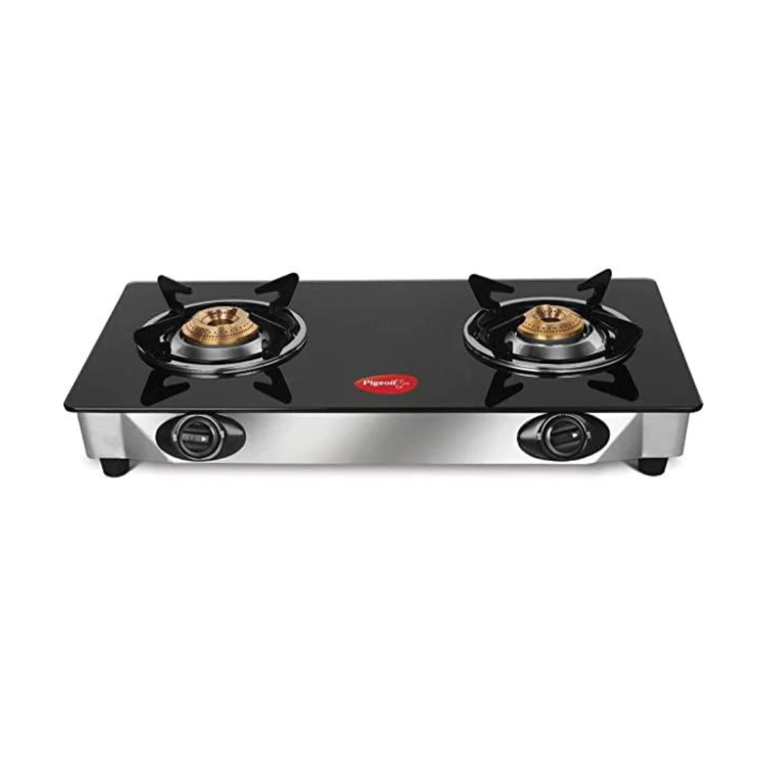 Pigeon Ayush Glasstop Gas Stove | Black