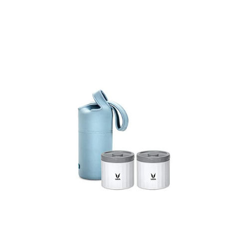 VAYA PRESERVE LUNCHKIT-PRESERVE 2*300ML (WHITE WITH GOBAG BLUE)