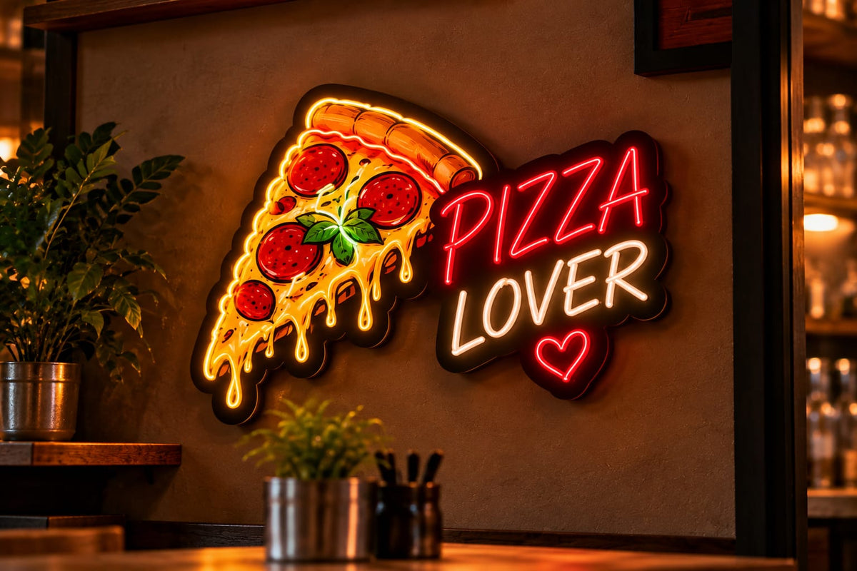 Pizza Lover Neon Sign – Red & Warm White LED Wall Light for Pizzerias, Cafés & Restaurants Neonsignsindia