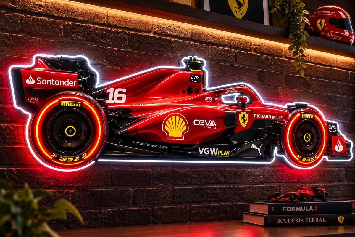 F1 Racing Car Neon Wall Sign – Red Formula 1 LED Wall Art