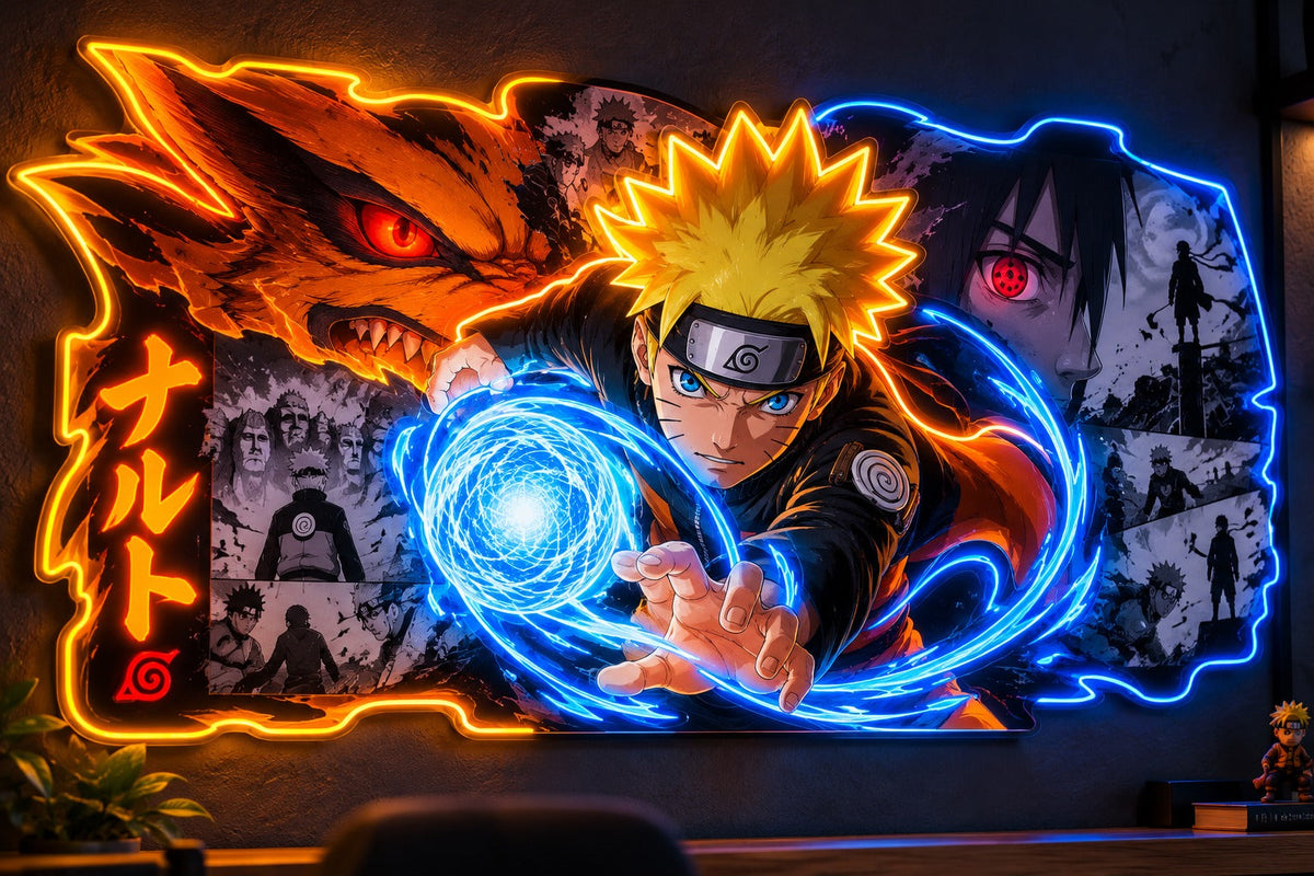 Naruto Anime LED Neon Wall Art – Naruto Uzumaki & Sasuke Uchiha Gaming Room Wall Decor Neonsignsindia