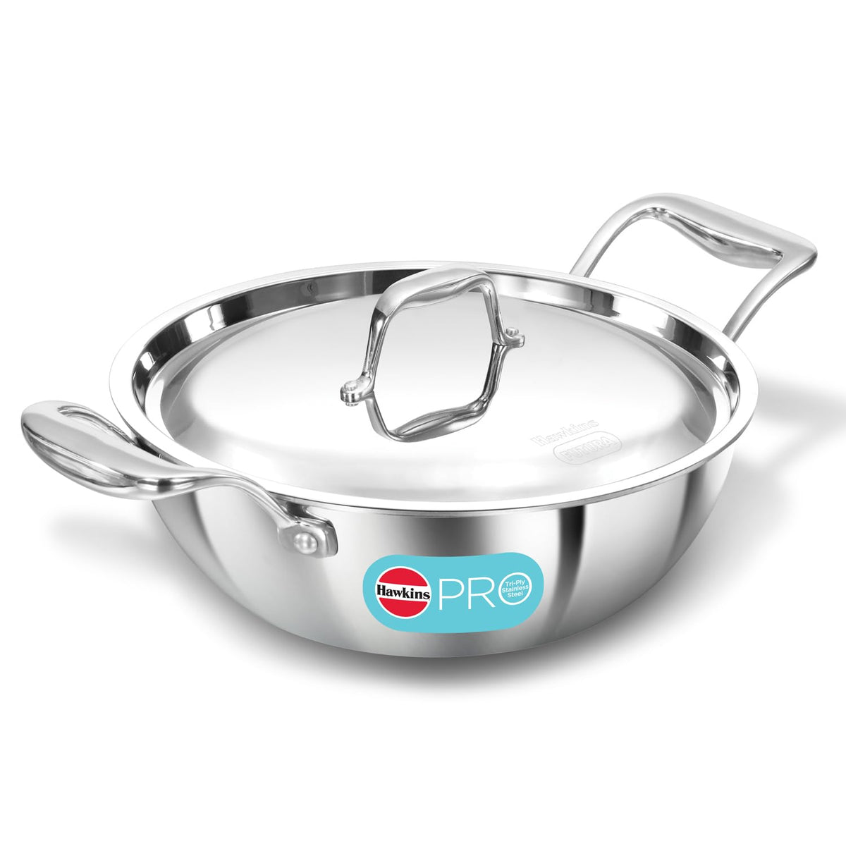 Hawkins Pro Deep-Fry Pan, Triply Stainless Steel Kadhai with Stainless Steel Handles and Stainless Steel Lid