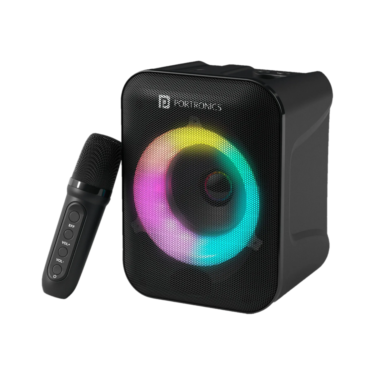 Portronics Apollo One 20W Bluetooth Portable Speaker With Wireless Karaoke Mic 20 W Bluetooth Speaker (Black, Stereo Channel)
