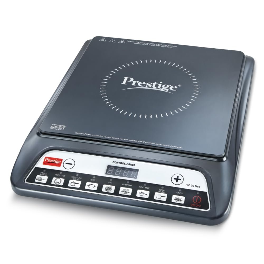 Prestige Pic 20 Neo Induction Cooktop 1600W | Indian Menu Options | Automatic Voltage Regulator | Timer With User Pre-Se
