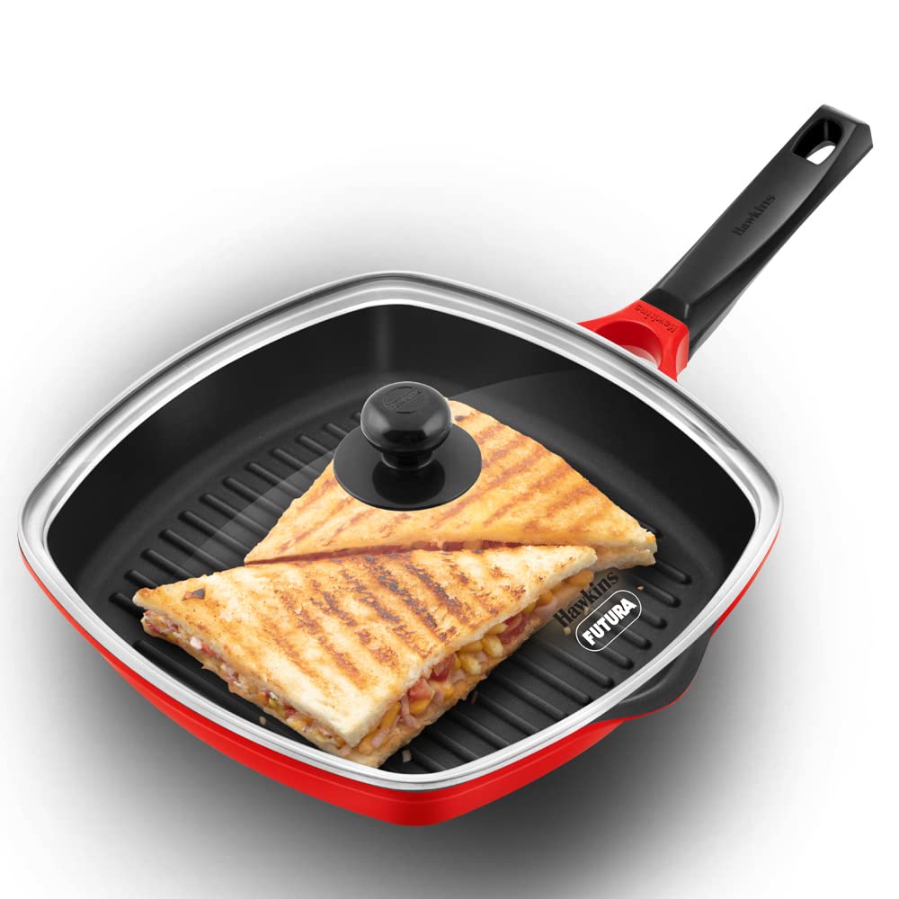 Hawkins Grill Pan, Non Stick Die Cast Grilling Pan, Square Grill Pan for Gas Stove, Ceramic Coated Pan, Roast Pan