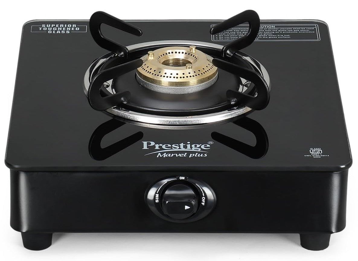 Prestige Marvel Plus Toughened Glass Top Gas Stove (1 Burner) - GTM 01, Black