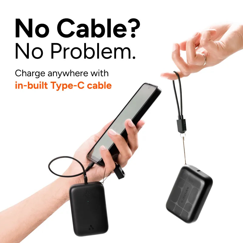 Pocket Power Bank with Detachable Type C to Type C Cable – Ambrane India