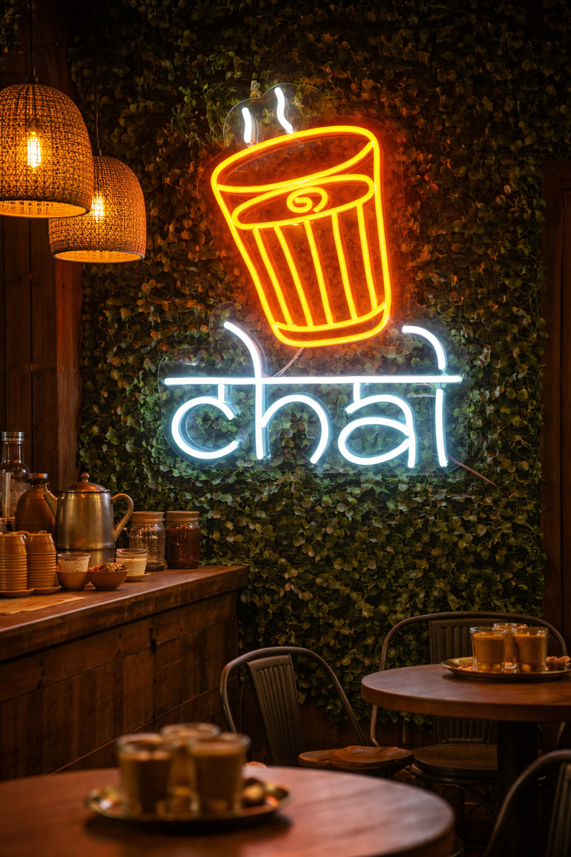 Chai Neon Sign Size (17x12 inch) Neonsignsindia