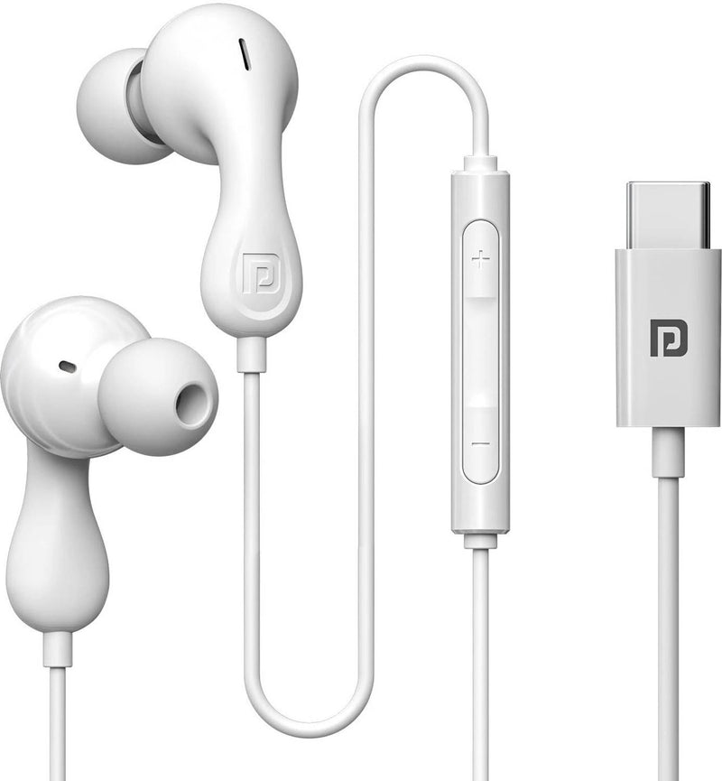Portronics Conch Kappa in Ear Type C Wired Earphones with In Line HD Mic,Powerful Audio Wired Headset (White, In the Ear)