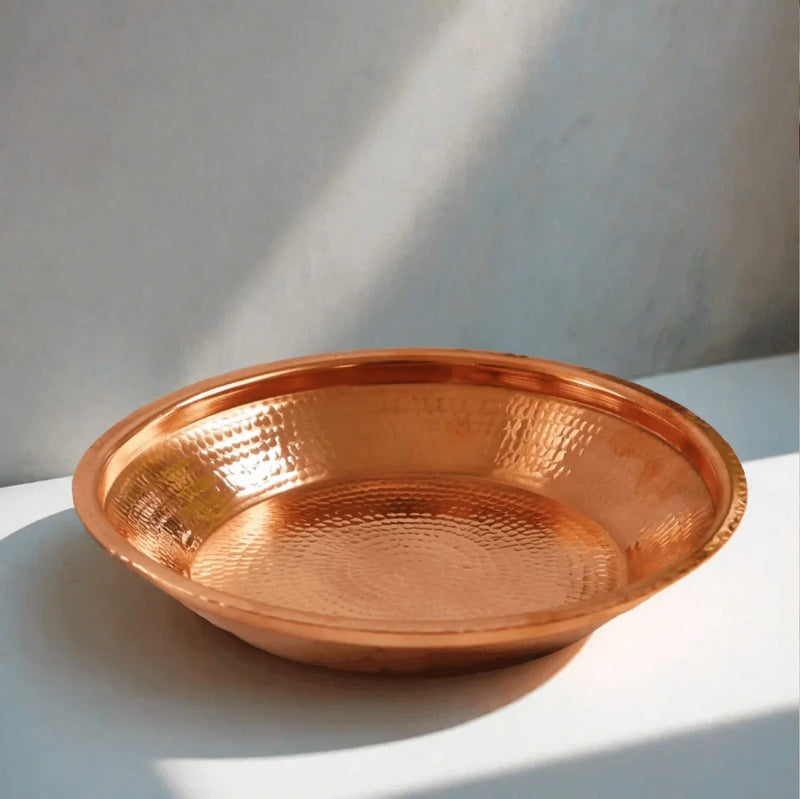 Copper Puja Thali Closer View-Zishta Pooja Essentials