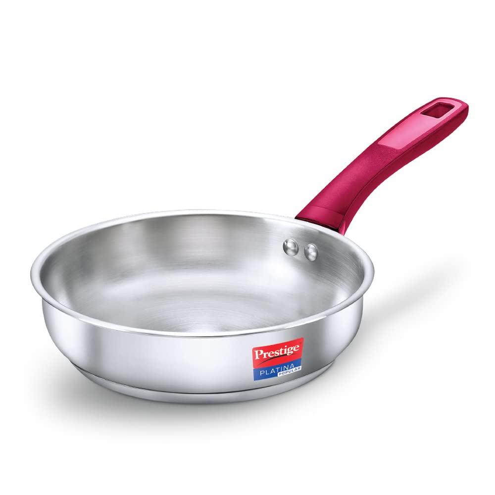 Prestige Platina Induction Base Non-Stick Stainless Steel Fry Pan,Silver
