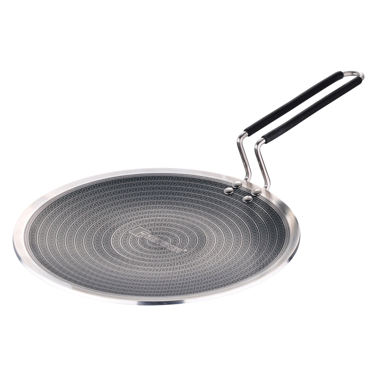Bergner Hitech Triply Stainless Steel Scratch Resistant Non Stick Concave Tawa/Roti Tawa, 26 cm, Induction Base, Silicon