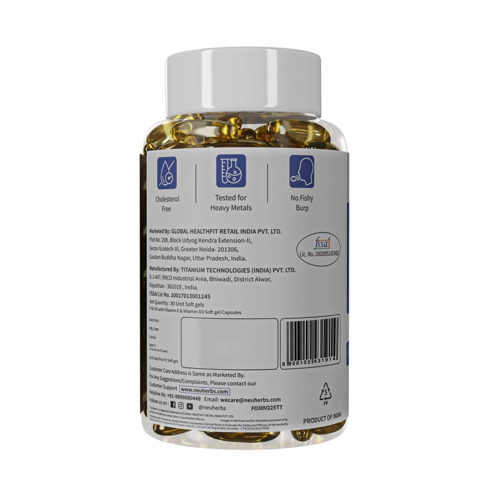 NEUHERBS GOLD DEEP SEA FISH OIL 1800 MG WITH CURCUMIN & D3 60 SOFTGEL