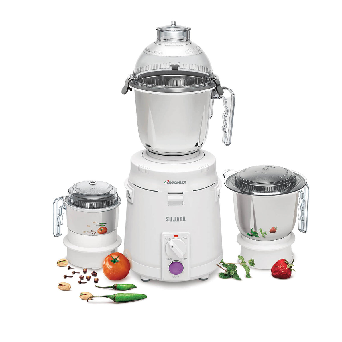 Sujata Dynamix DX 900W Mixer Grinder with 3 Stainless Steel Jars & 2-Year Warranty