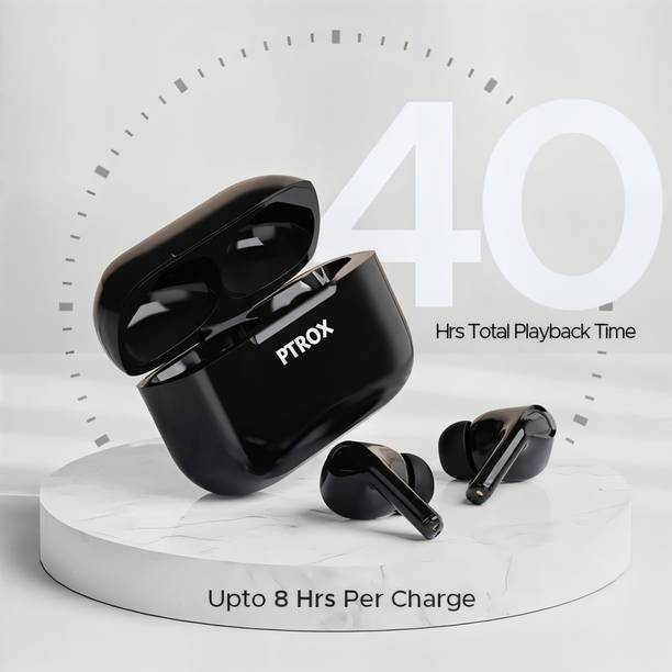 PTROX earbuds with 40 Hrs Playtime, 11mm Driver, IPX5 Unique Design N41 Bluetooth