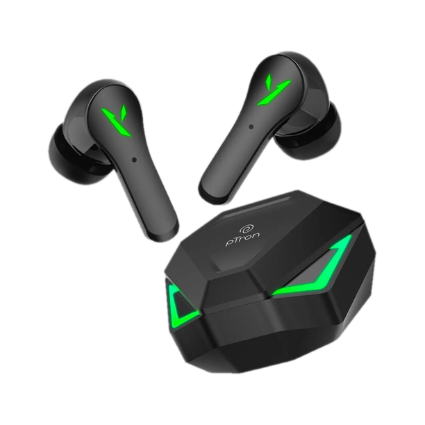 PTron Bassbuds Rogue w/ 40ms Game Mode, 50Hrs Playtime Pristine Sound AI ENC Calls Bluetooth Gaming