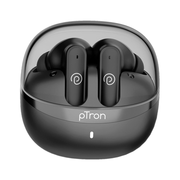 PTron Bassbuds Indie w/ AI-ENC Clear Calls, 45hrs Playtime Custom Eq App Support Bluetooth