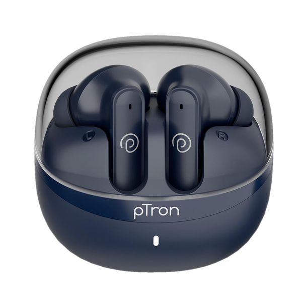 PTron Bassbuds Indie w/ AI-ENC Clear Calls, 45hrs Playtime Custom Eq App Support Bluetooth