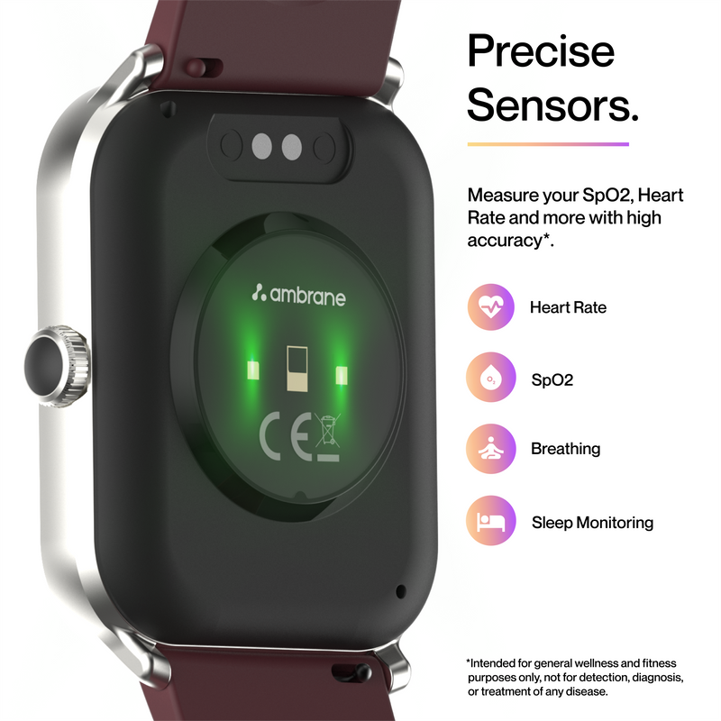 Wise Eon Pro maroon smartwatch – Ambrane India