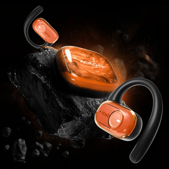 DwOTS Fire Max OWS open-ear earbuds with glow-ready quicksand case, 65 hours playtime, AI-ENC technology and 40ms low latency