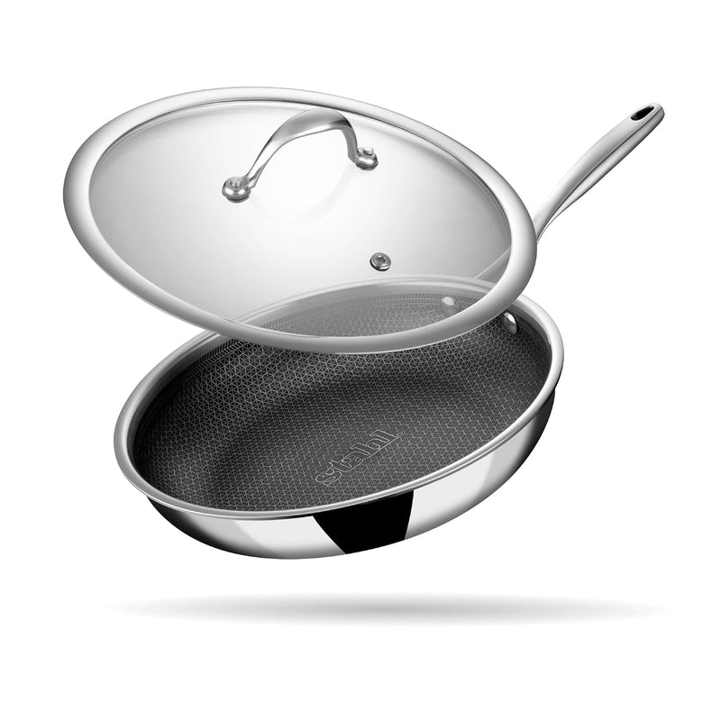 STAHL TRIPLY STAINLESS STEEL ARTISAN HYBRID Frypan WITH LID (NON-STICK)-3