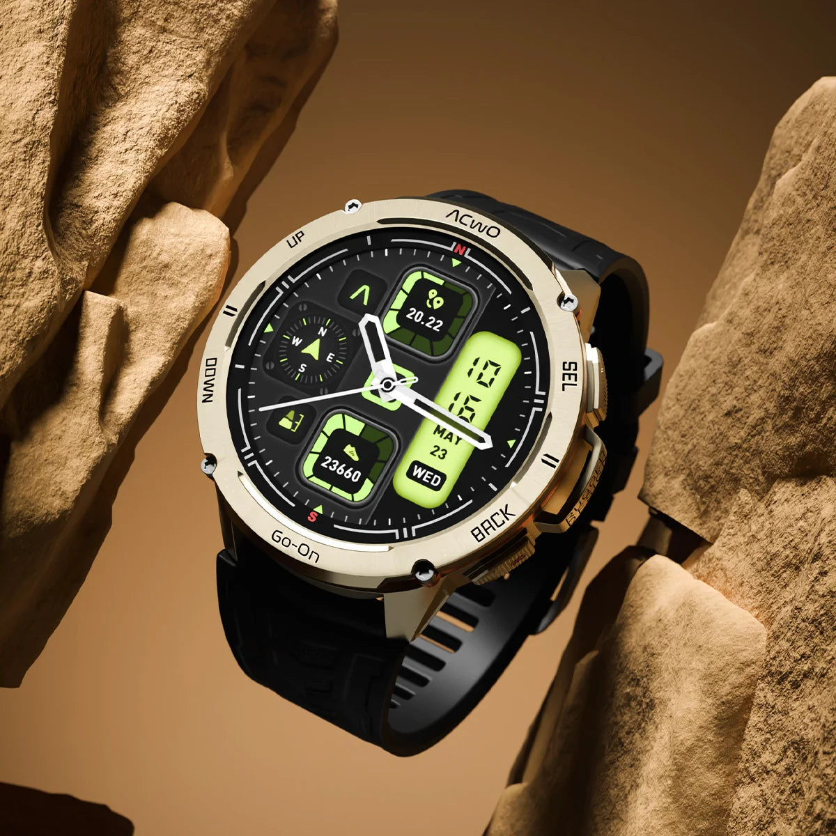 FwIT Go On , 1.43” AMOLED Display , Dual-Band GPS & 6 Positioning System , IP69K Water Resistant , Gorilla Glass , SOS Enabled , Compass