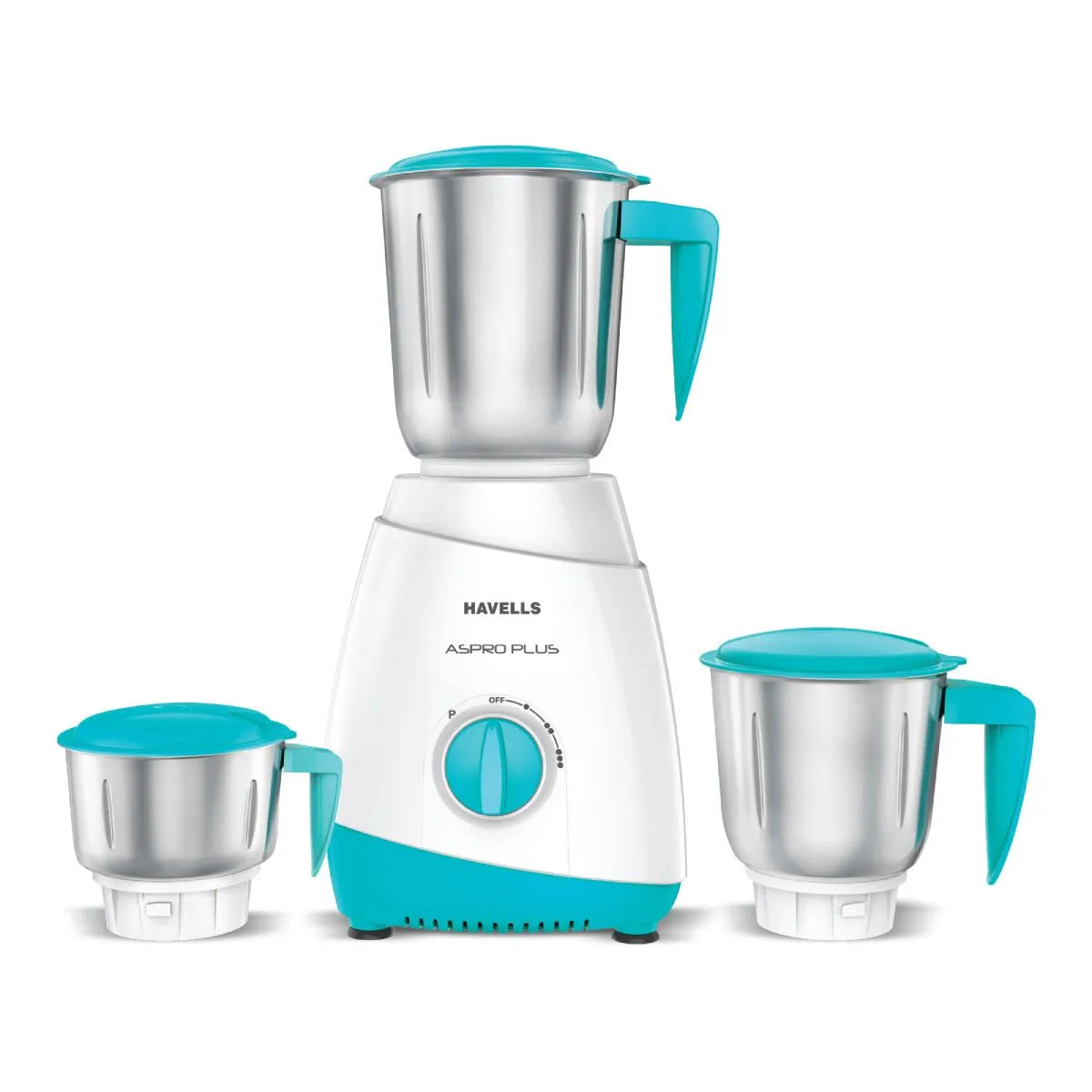 Havells Aspro Plus Mixer Grinder | 550W | White & Light Blue | 3 Jar