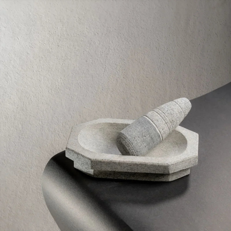 Granite Mortar and Pestle Top View-Zishta Traditional Kitchen Accessories
