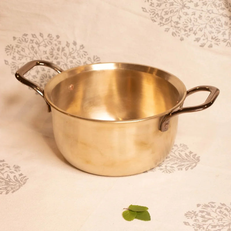 Handcrafted Pure Kansa Tulsi Casserole-Zishta Traditional Bronze Cookware