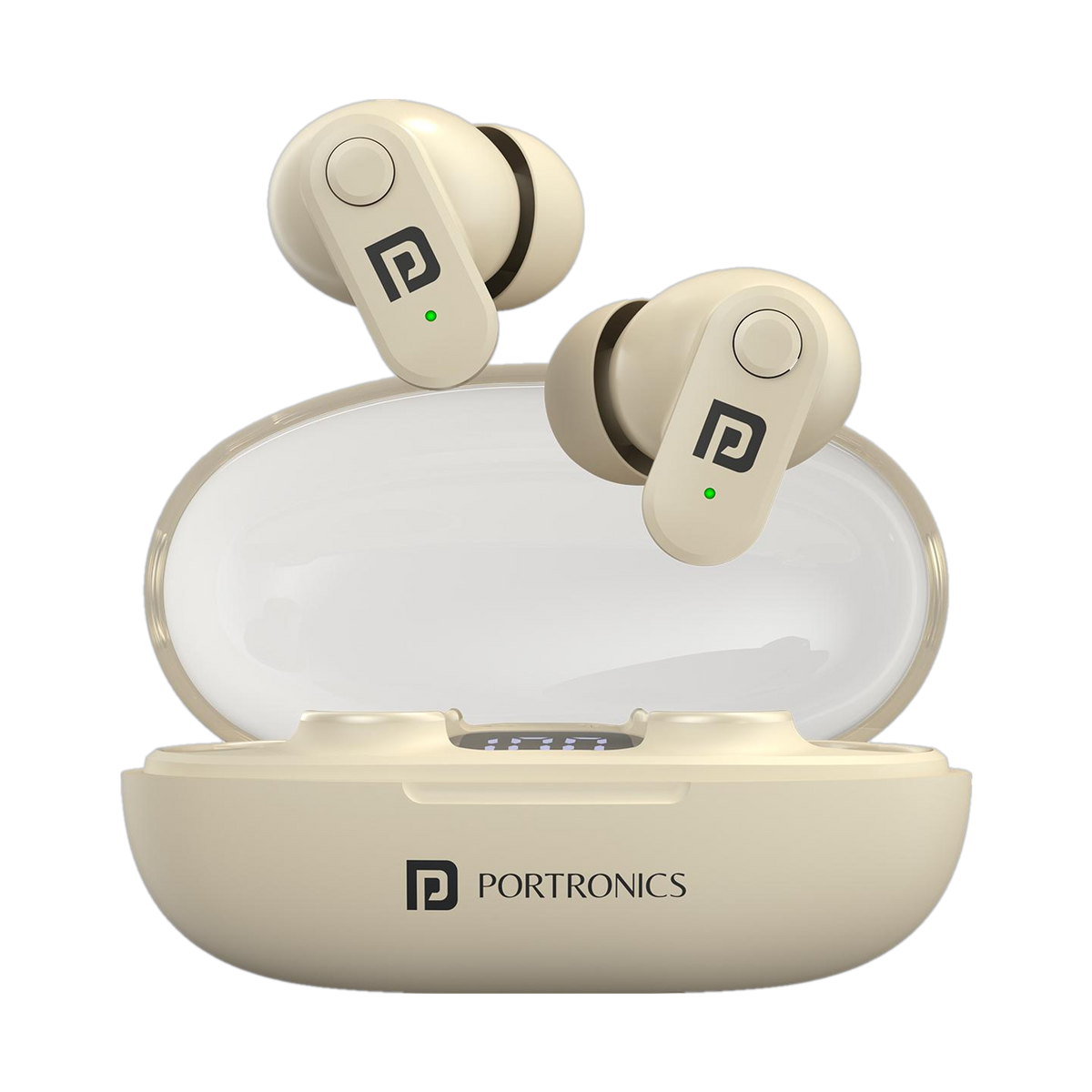 Portronics Harmonics Twins S16 in Ear Earbuds With Mic,24H Playtime,GameMode,Clear Calls Bluetooth Headset (Beige, True Wireless)