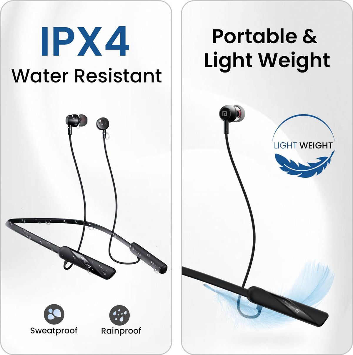 Portronics Harmonics Z10 In Ear Headphone With Mic,35Hr Playtime,Type C Charging Bluetooth Headset (Black, In the Ear)