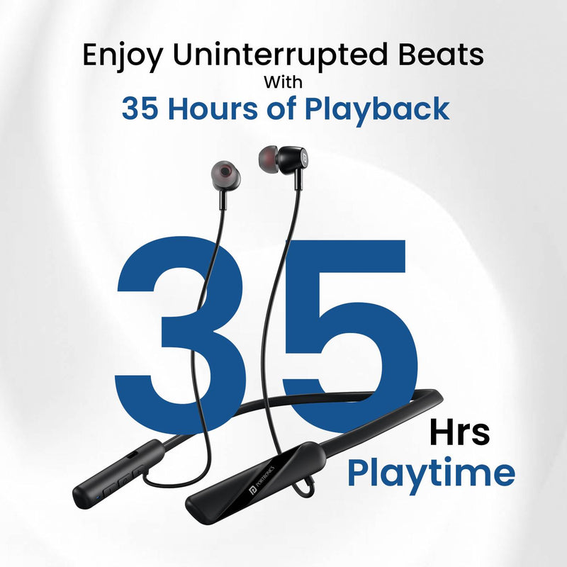 Portronics Harmonics Z10 In Ear Headphone With Mic,35Hr Playtime,Type C Charging Bluetooth Headset (Black, In the Ear)