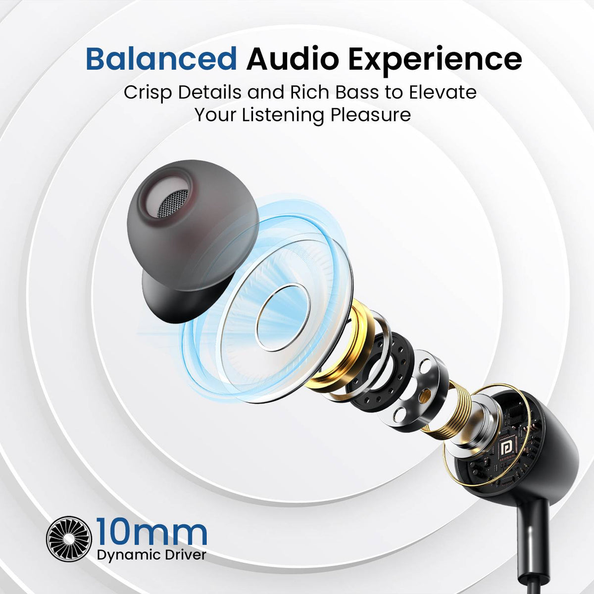 Portronics Harmonics Z10 In Ear Headphone With Mic,35Hr Playtime,Type C Charging Bluetooth Headset (Black, In the Ear)
