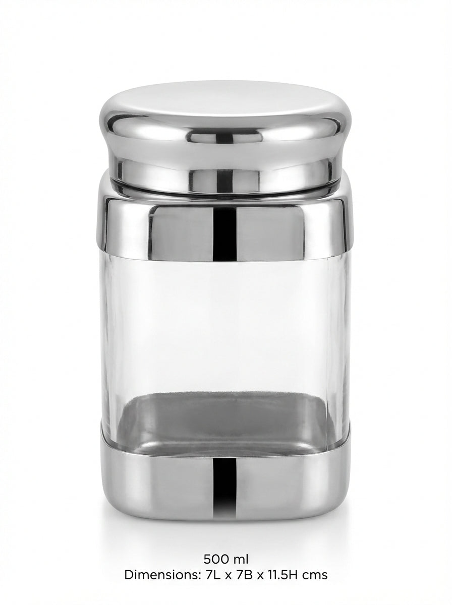 JVL Square Canister Airtight Steel Lid Kitchen Dry Storage Jar - SQC-2