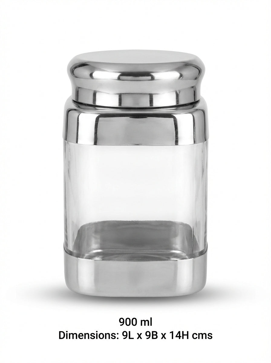 JVL Square Canister Airtight Steel Lid Kitchen Dry Storage Jar - SQC-3