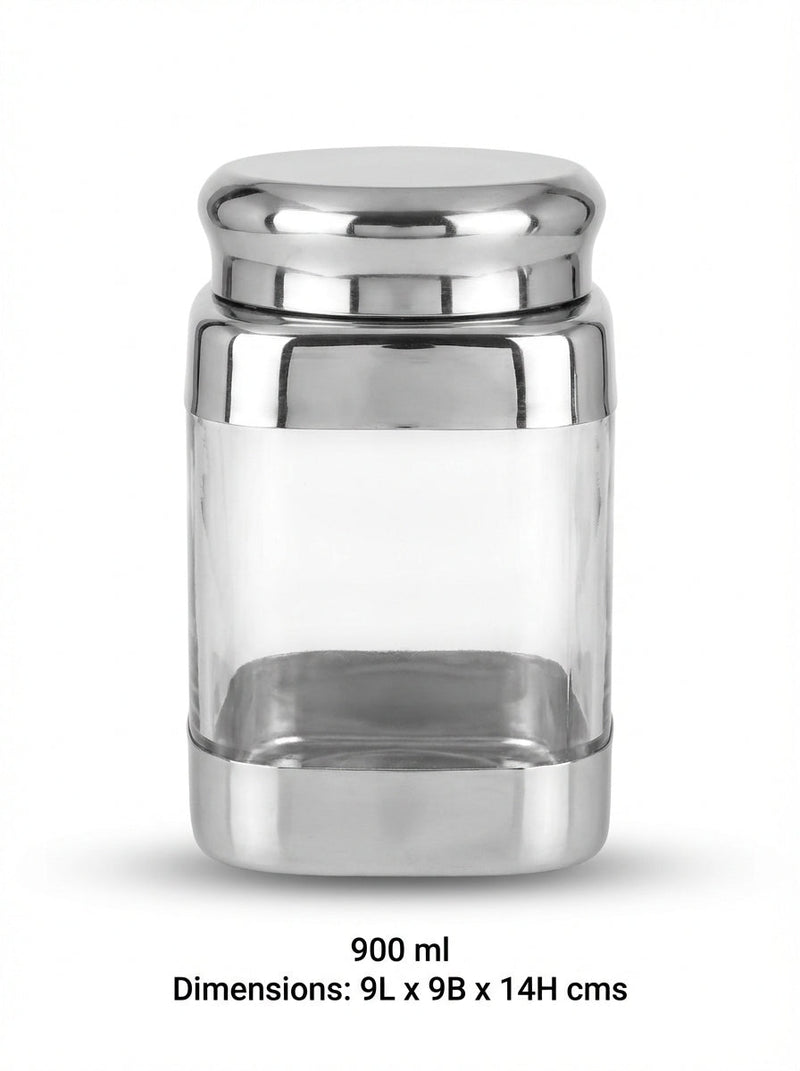 JVL Square Canister Airtight Steel Lid Kitchen Dry Storage Jar - SQC-3