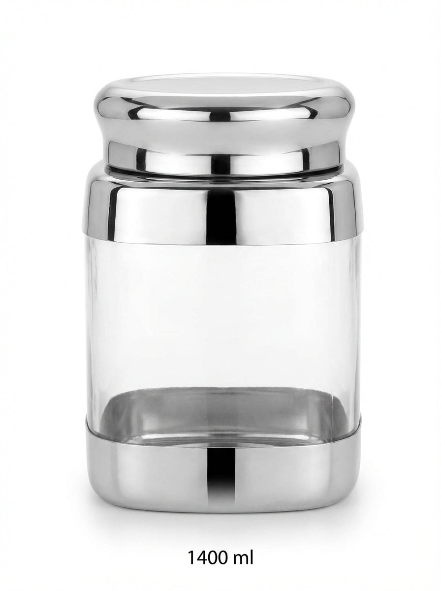 JVL Square Canister Airtight Steel Lid Kitchen Dry Storage Jar - SQC-4