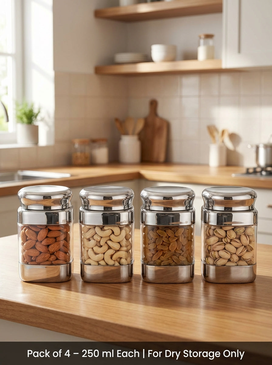 JVL Square Canister Airtight Steel Lid Kitchen Dry Storage Jar - SQC-5