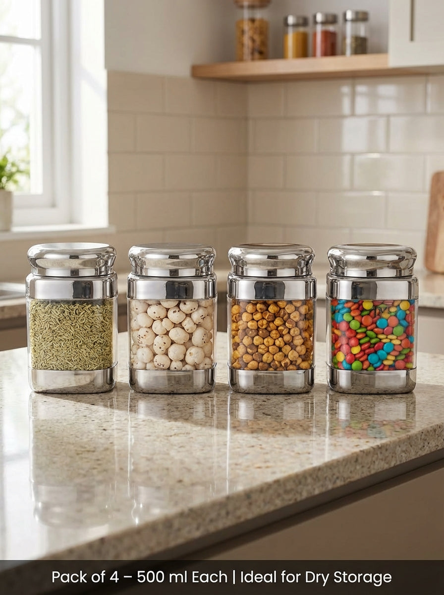 JVL Square Canister Airtight Steel Lid Kitchen Dry Storage Jar - SQC-6