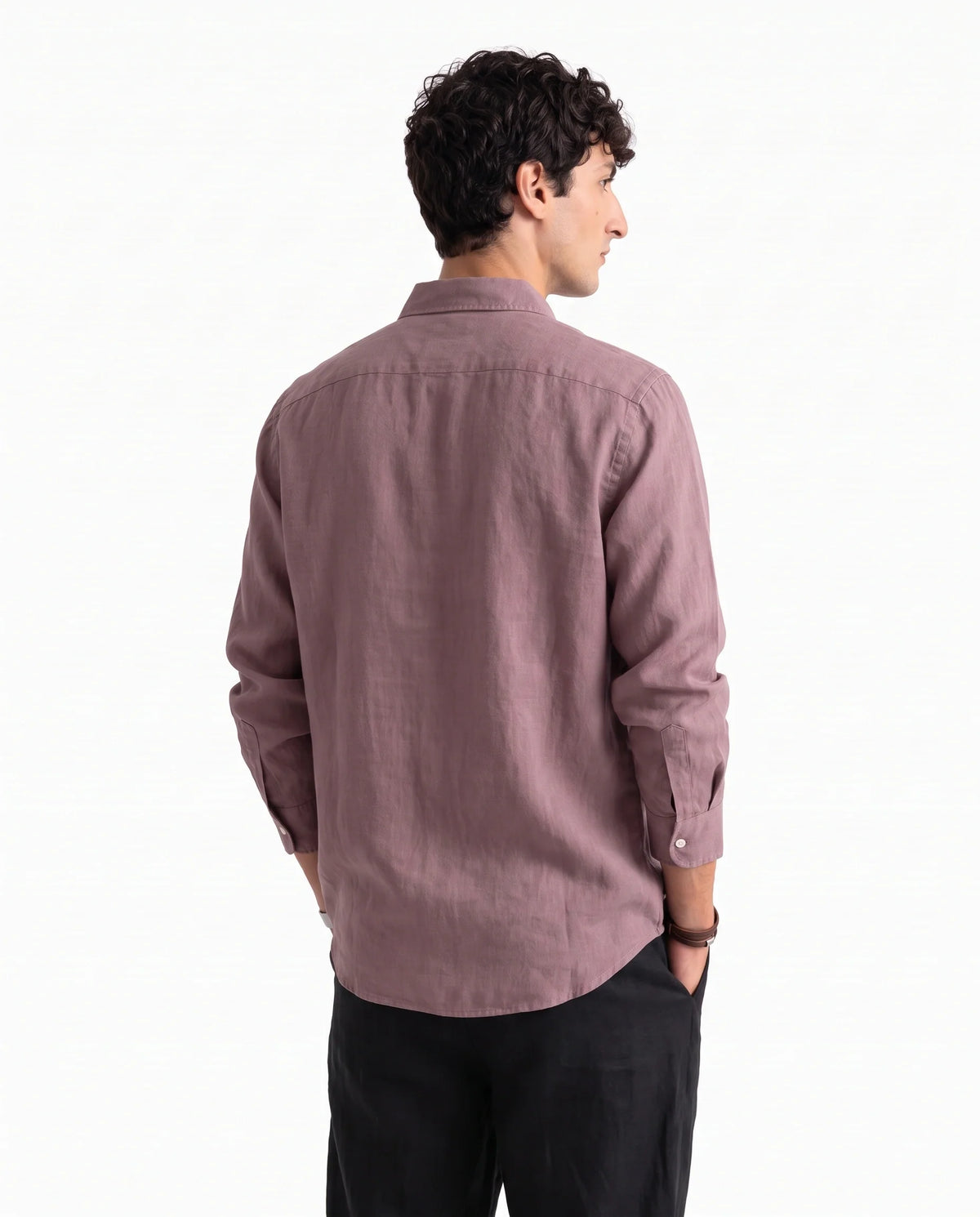 Deep Muave Linen Blend Shirt-4