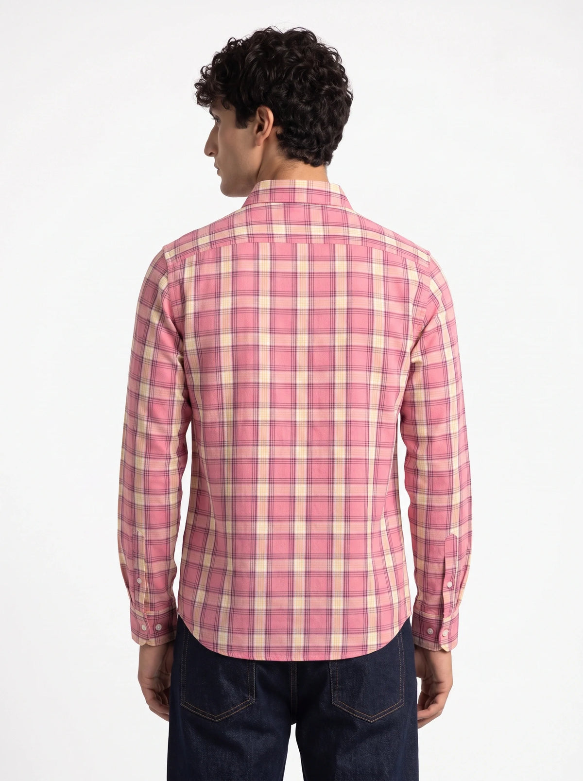 Pink Sorbet Checkered Linen Blend Shirt-2