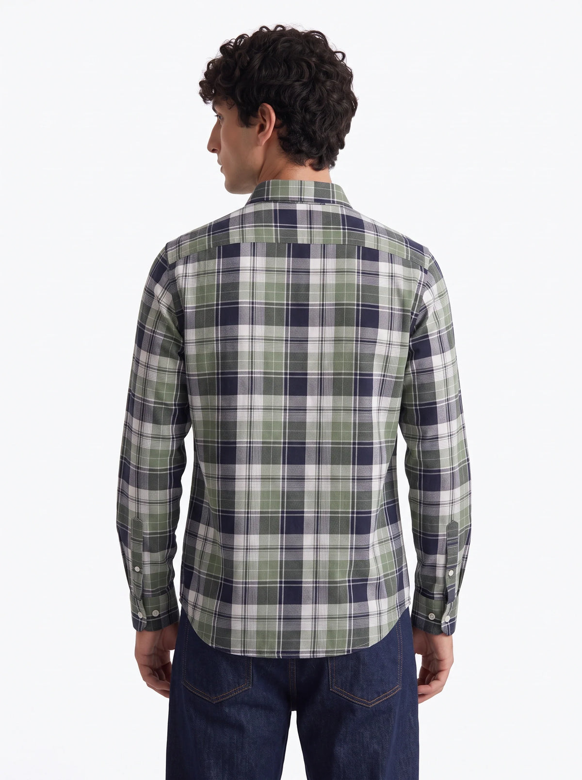 Olive Navy Madras Checkered Cotton Shirt-3
