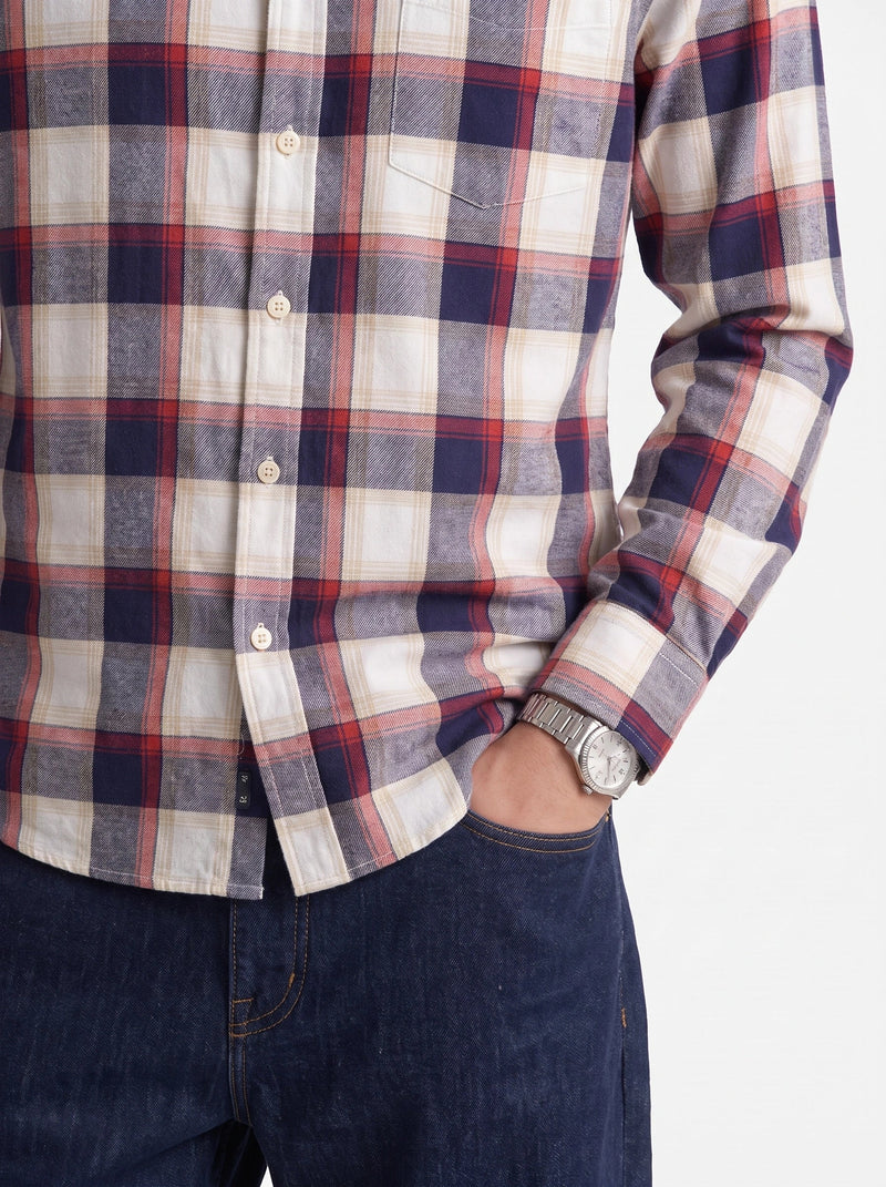 Red & Navy Plaid Checkered Cotton Shirt-4