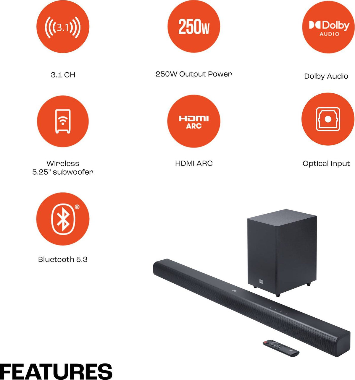JBL Cinema SB550 3.1 channel with Wireless Subwoofer,HDMI 250 W Bluetooth Soundbar (Black, 3.1 Channel)