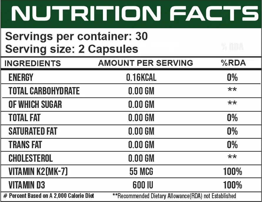 K2+ D3 (K2 - 55 MCG | D3 - 600 IU) - Ripped Up Nutrition